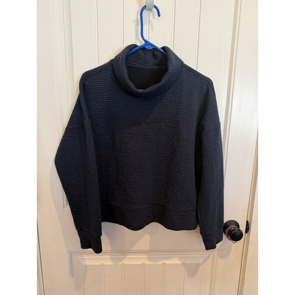 CALIA Carrie Underwood Womens L Mock Neck Textured Pullover Sweatshirt Navy